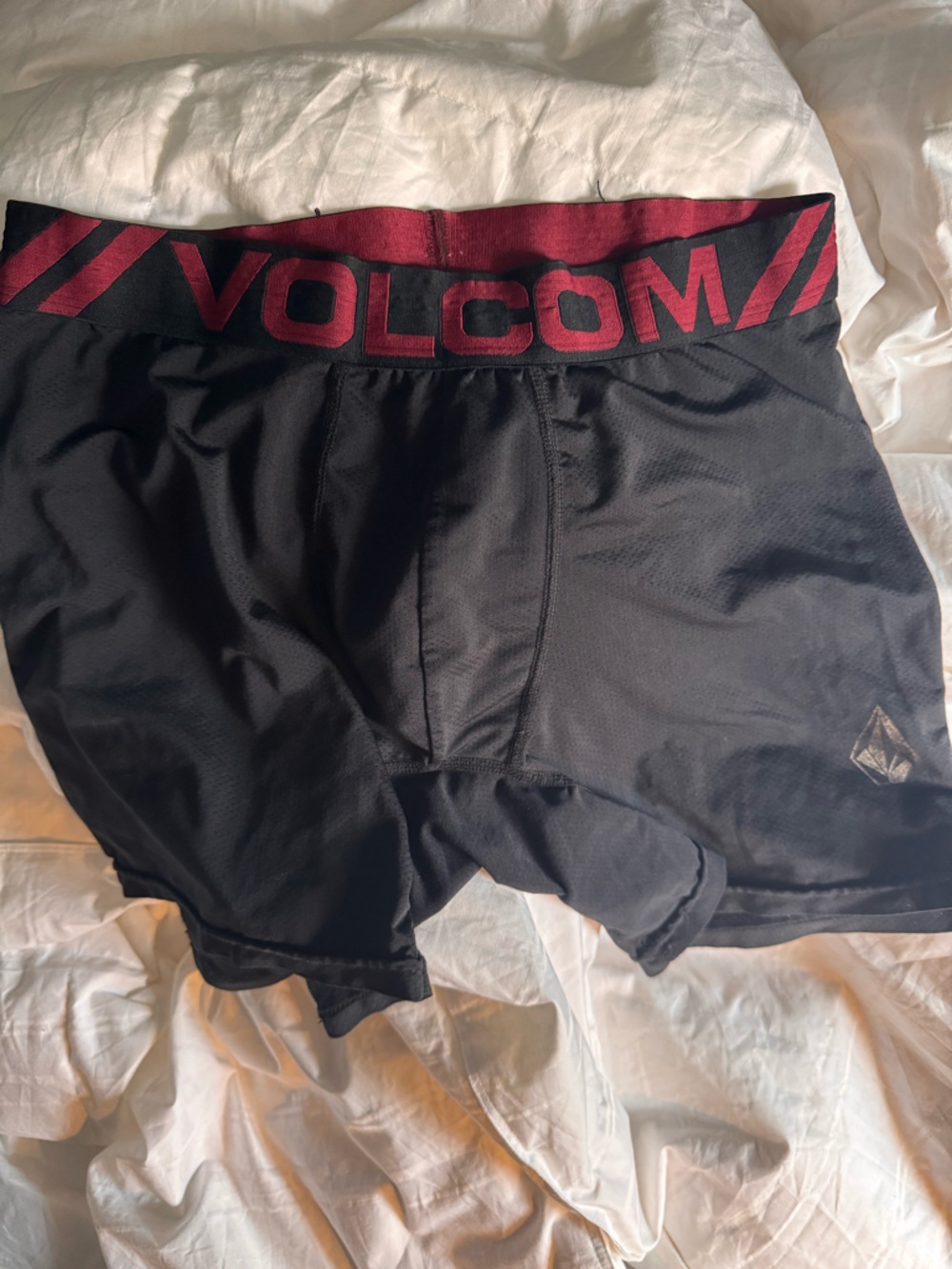 Volcom Black Boxer Briefs with Burgundy Logo Waistband